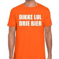 Dikke Lul Drie Bier tekst t-shirt oranje heren - thumbnail