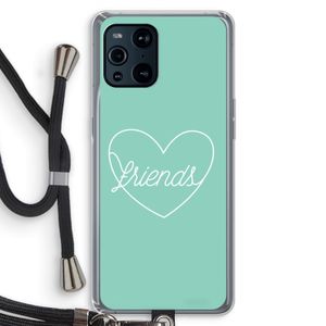 Friends heart pastel: Oppo Find X3 Pro Transparant Hoesje met koord