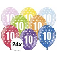 10 jaar thema ballonnen met sterretjes - 24x stuks - Leeftijd/jubileum feestartikelen en versiering