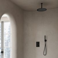 Saniclear Nero inbouw regendouche mat zwart met plafond arm 20cm hoofddouche