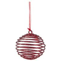 Kerstbal - spiraal - rood - D10 cm - kunststof - kerstboomversiering