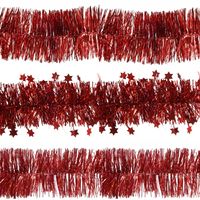 Decoris folie kerstslingers 6x stuks - rood - kunststof - 270 cm - thumbnail