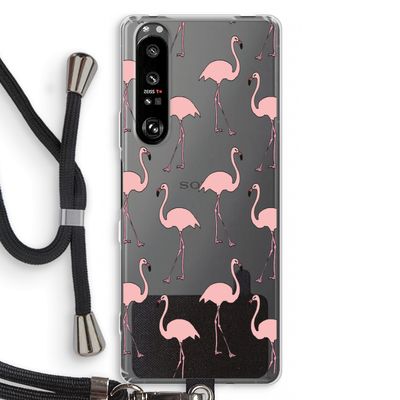Anything Flamingoes: Sony Xperia 1 III Transparant Hoesje met koord