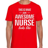 Awesome nurse / verpleeger cadeau t-shirt rood heren Awesome nurse / verpleeger cadeau t-shirt rood heren