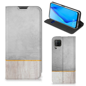 Huawei P40 Lite Book Wallet Case Wood Concrete