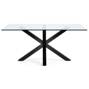 Kave Home Argo Eettafel - 160 x 90 cm - Glas / Zwart