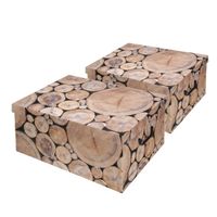 Set van 3x stuks opbergdoos/opberg box van karton met boomstam print bruin 37 x 30 x 16 cm