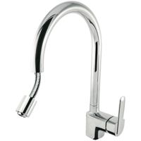 Keukenkraan Tres Top | Opbouw | 360° Draaibaar | Uitrekbare sproeier | Mengkraan | 1-hendel | Rond | Chroom