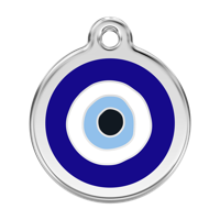 Evil Eye Navy roestvrijstalen hondenpenning large/groot dia. 3,8 cm - Reddingo