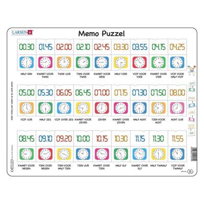 Selecta Larsen memopuzzel leren klokkijken traditionele en digitale klok , 54st.