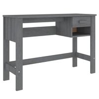 The Living Store HAMAR Bureau - 110 x 40 x 75 cm - Massief grenenhout - Donkergrijs - Met lade en vak