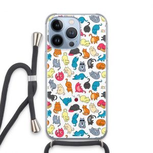 Kleurrijke katten: iPhone 13 Pro Transparant Hoesje met koord