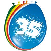 Folat Verjaardag leeftijd ballonnen - 35 jaar - 8x stuks - mix kleuren - feestartikelen/versiering