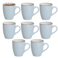 Gerimport Koffie / thee mok Sweets - 8x stuks - blauw - 350 ml - keramiek