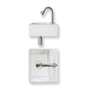 Fonteinset Baseline keramiek 32x29x11 cm wit glans