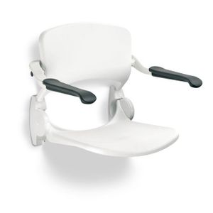 Handicare Handicare Linido douchezitting met rugleuning en armleggers met kunststof zitting opklapbaar wit li2203.2006-02