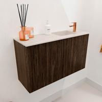 Toiletmeubel Mondiaz Joya Dlux | 70 cm | Meubelkleur Walnut | Faye wastafel Meli Wasbak Rechts | 1 kraangat