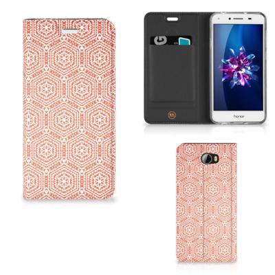 Huawei Y5 2 | Y6 Compact | Hoesje met Magneet | Pattern Orange