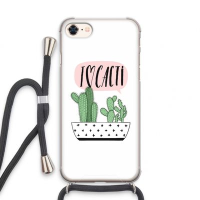 I love cacti: iPhone 8 Transparant Hoesje met koord