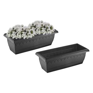 Hega Hoger Plantenbak Jardinera - 2x - anctraciet grijs - 50 cm