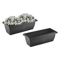 Hega Hoger Plantenbak Jardinera - 2x - anctraciet grijs - 50 cm