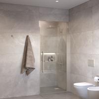 Sanivo Suno Nisdeur draaideur 100 cm RVS Look Helder Glas 8 mm Nano Sanivo Suno Nisdeur draaideur 100 cm RVS Look Helder Glas 8 mm Nano