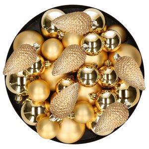 Kerstversiering kunststof kerstballen goud 6-8-10 cm pakket van 50x stuks