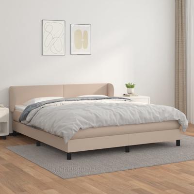 Boxspring met matras kunstleer cappuccinokleurig 180x200 cm