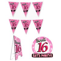 Sweet 16 pakket verjaardag feestversiering   -