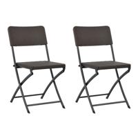 Tuinstoelen inklapbaar 2 st HDPE en staal bruin Tuinstoelen inklapbaar 2 st HDPE en staal bruin