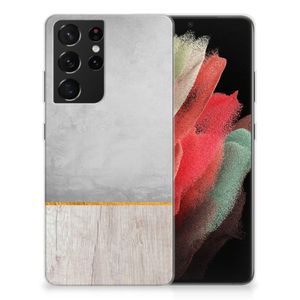 Samsung Galaxy S21 Ultra Bumper Hoesje Wood Concrete