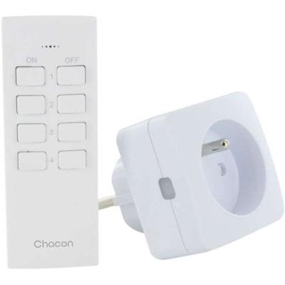 Set van 2 mini-stopcontacten - CHACON - Aan/Uit - 2300 W (FR) + afstandsbediening - Wit