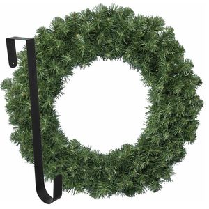 Kerstkrans 50 cm - groen - met hanger/ophanghaak - kerstversiering