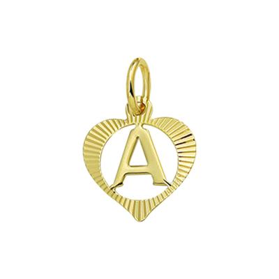 14k geelgouden hanger hart met brief
