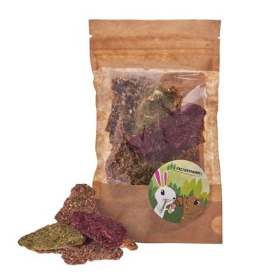 FACTORYHERBS Berkenchips met kruiden en groenten - Traktatie voor knaagdieren en konijnen - 50g