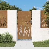 VidaXL Poort 85x175 cm grasontwerp cortenstaal