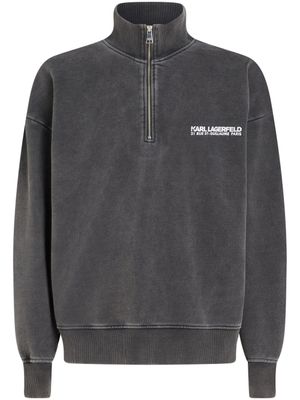 Karl Lagerfeld sweat en coton biologique à demi-zippé - Gris