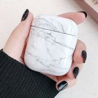 AirPods 1/2 hoesje Marble series - hard case - Marble wit - Schokbestendig - thumbnail