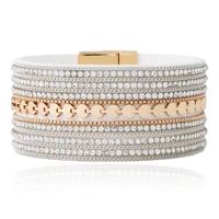 DEJA Brede Armband goudkleurig met kristallen in wit