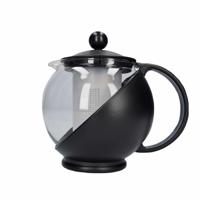 Gerimport Theepot - met infuser/ filter - 750 ml - zwart - theekan