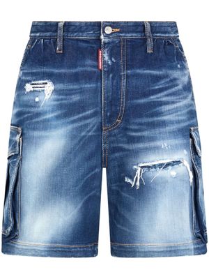 Dsquared2 Shorts met gebleekt effect - Blauw