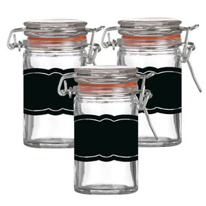 Weckpotje/inmaakpotje - 4x - 70 ml - glas - met beugelsluiting - incl. etiketten