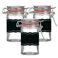 Weckpotje/inmaakpotje - 4x - 70 ml - glas - met beugelsluiting - incl. etiketten