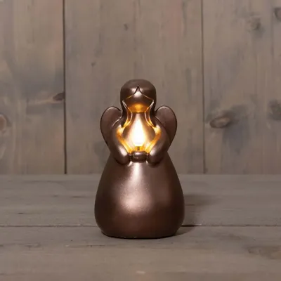 Anna&apos;s Collection LED kaars 3d flame engel 8.5x14.5cm brons 1 stuks
