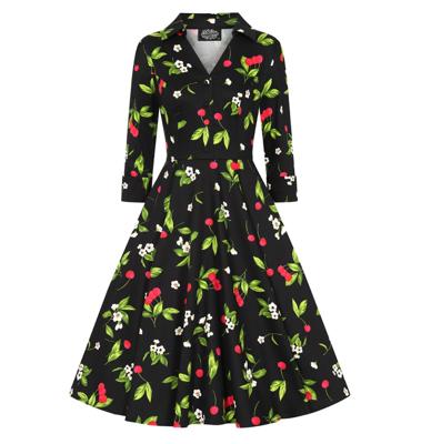 Hearts & Roses Natasha Cherry Swing Dress Black-S