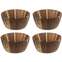 Secret de Gourmet set van 4x stuks Salade schaaltjes Alicante - Acaciahout - 16 x 7 cm