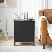 Nachtkastje met 3 Lades Nachtkast voor Boxspringbed 56 x 45 x 66 cm Zwart