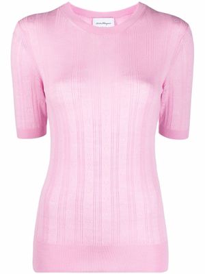 Ferragamo haut en maille à motif Gancini - Rose