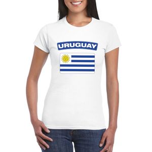 T-shirt met Uruguayaanse vlag wit dames