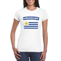 T-shirt met Uruguayaanse vlag wit dames - thumbnail